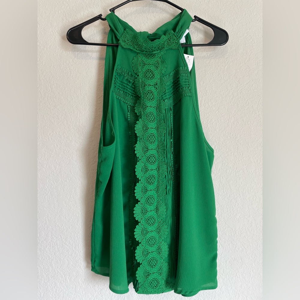 New York & Company Green Halterneck Blouse size XL - Picture 2 of 9